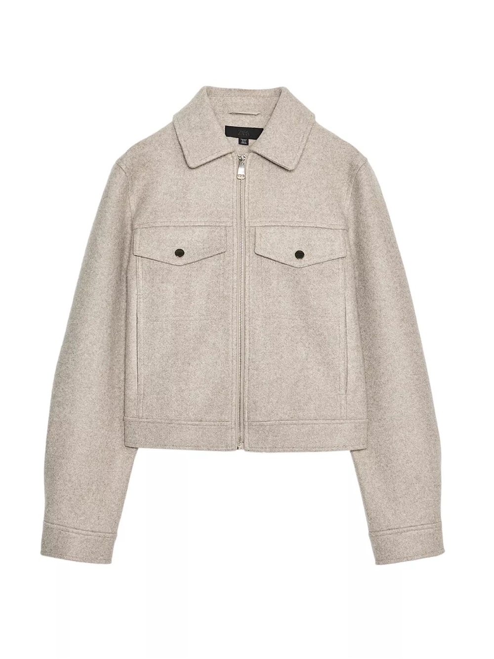 Zara Light Beige Zip-Front zip shacket